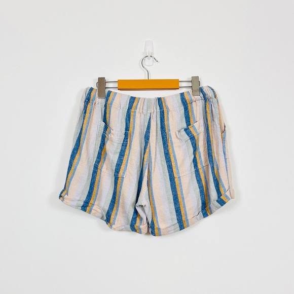 Just Using Multi-Coloured Striped Linen Drawstring Shorts - Picture 2 of 4
